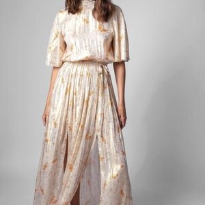 Zadig & Voltaire Cream and Gold Floral Dress